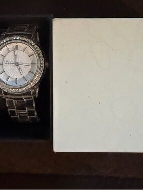 Unisex oversized DKNY Stainless Steel Crystal clear Watch